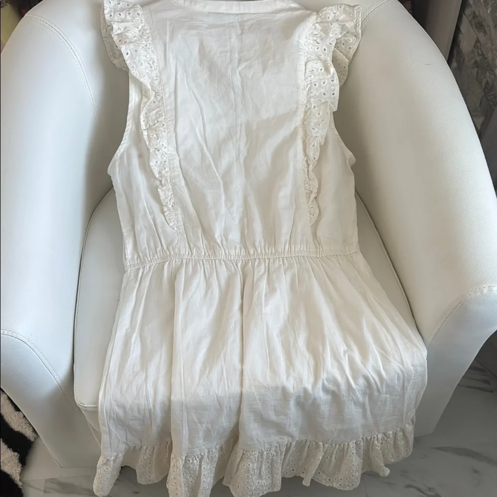 Steve Madden Off White Ruffle Sleeveless Eyelet Dress